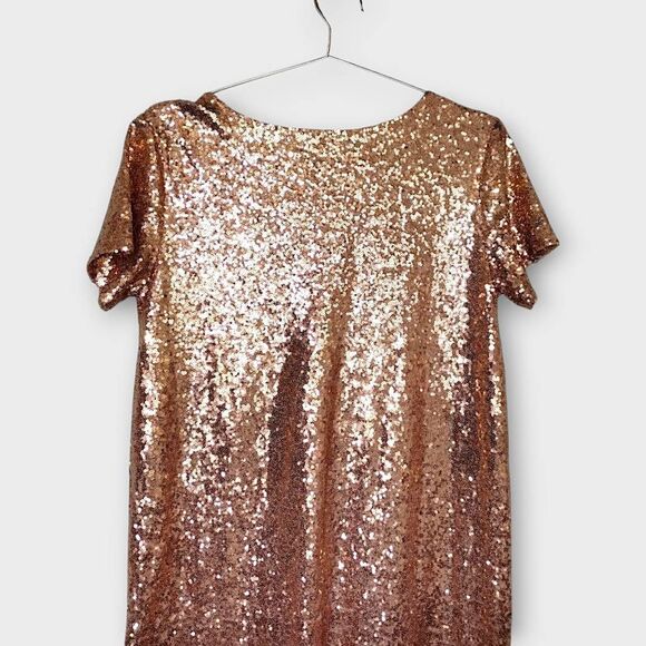 Lulus Dress Sz S Swiftie Sequin Short Sleeve Shift Vneck Glamour Princesscore Pa - Picture 5 of 11